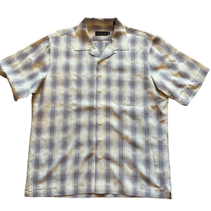 Bugatchi Mens XXL Lime Plaid Short Sleeve Button Down Shirt NWOT